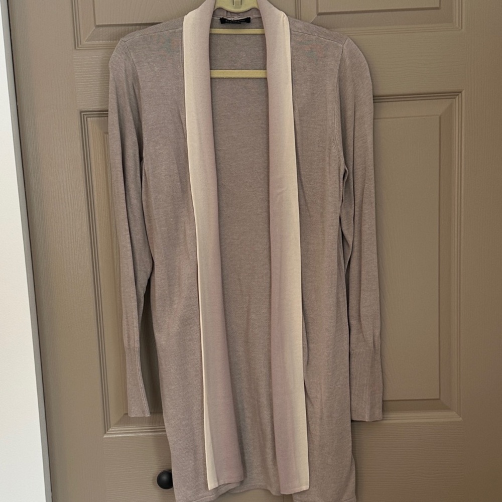 H by Halston Taupe Open Front Cardigan